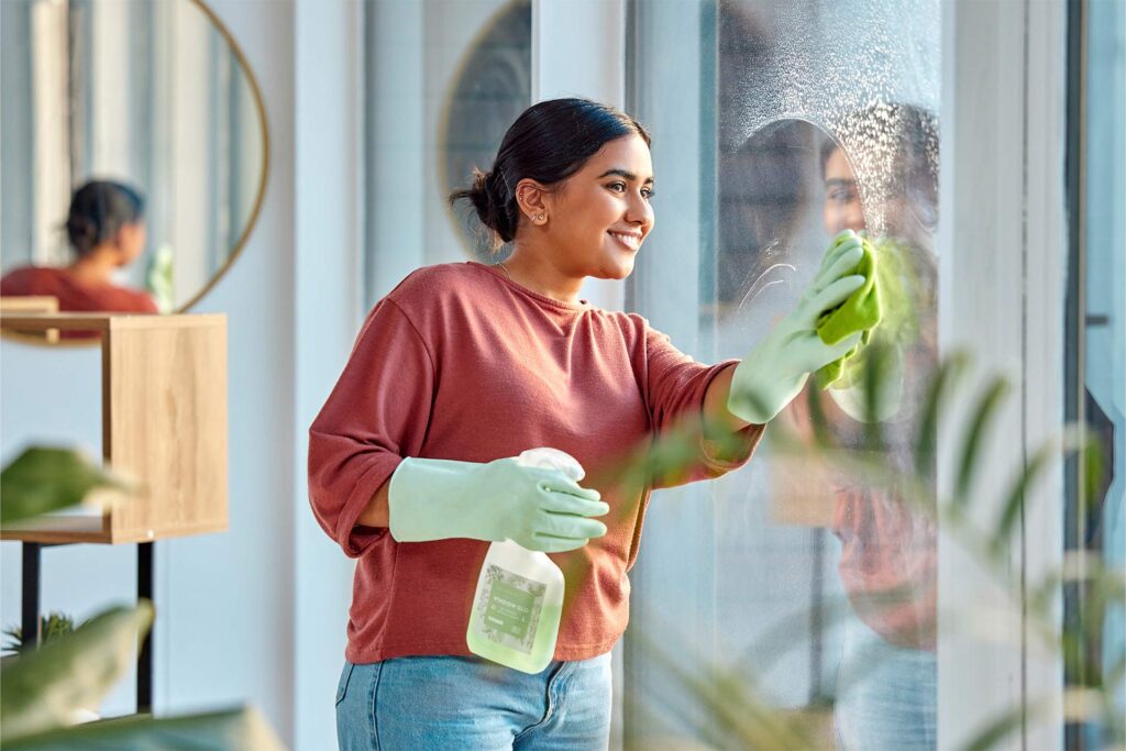 woman cleaning and window st home for dirt dust 2023 11 27 05 34 02 M275ASX